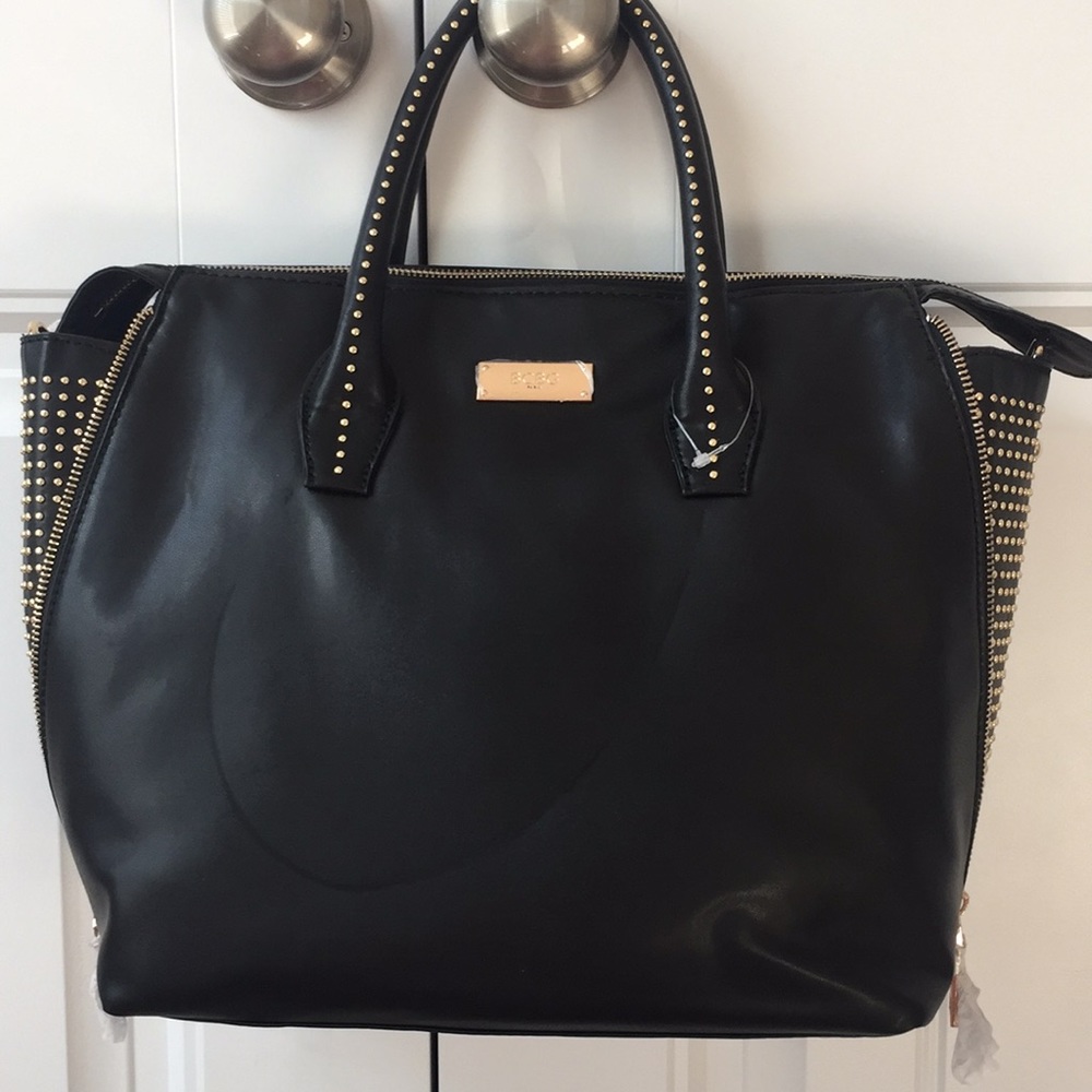 Black BCBG bag with gold studs